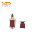 Wholesale elegant spray paint red square acrylic cosmetic bottle and cream jar  for personal care with customized art